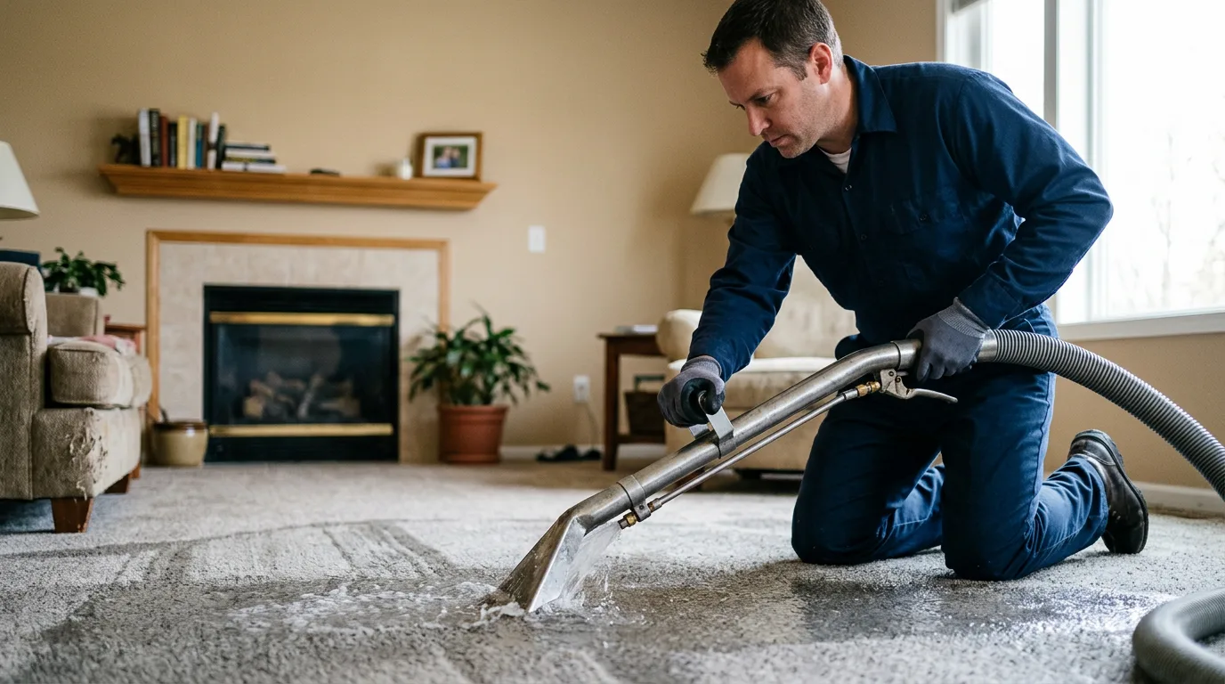 Water damage restoration technician working near Conroy, IA